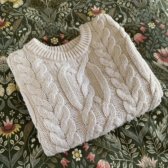 Old Navy Cream Cable Knit Sweater Men's Sz M - Picture 3 of 13